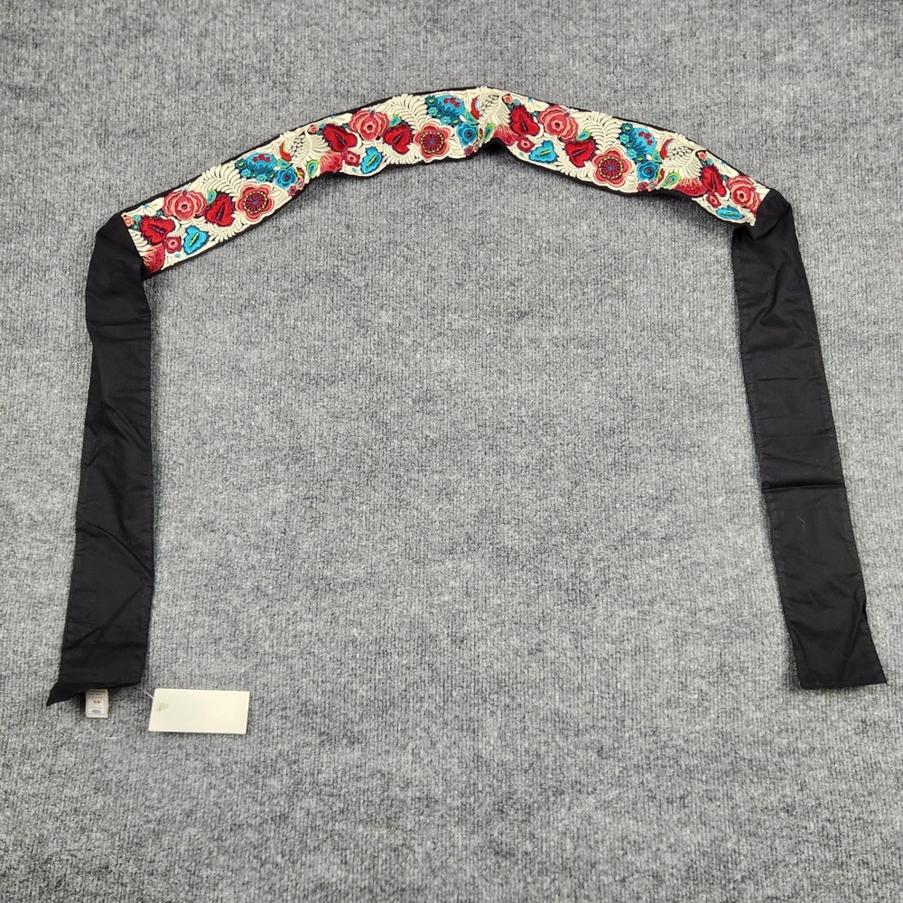 Old Navy Black Floral Embroidered Sash Tie Belt Boho Folk S/M NWT